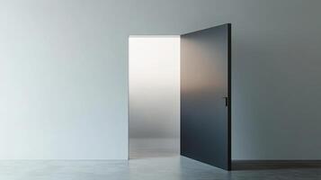 An open door in a white room photo