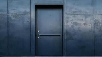 A blue door is shown against a wall photo