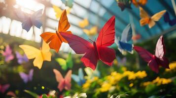 Colorful butterflies are flying in the air photo