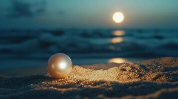 A pearl on the sand at sunset photo