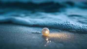 A pearl on the beach with waves and water photo