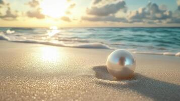A pearl on the beach at sunset photo