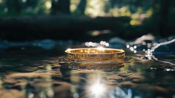 The lord of the rings ring is floating in the water photo