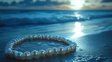A bracelet with pearls on the beach photo