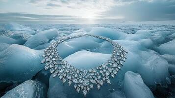 A necklace made of diamonds on ice photo