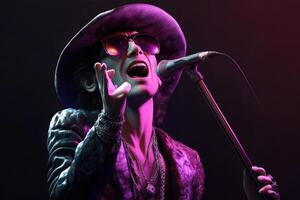 A Singer in a Hat Performing on Stage photo