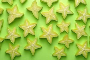 A group of starfish on a green background photo