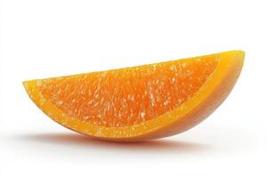 A Single Slice Of Orange Fruit On White Background photo