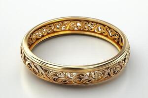 Ornate Gold Ring with Intricate Filigree Design photo