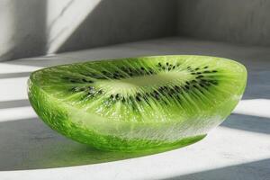 A Sliced Kiwi Fruit Shows Its Vibrant Interior photo