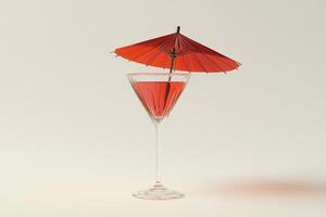 A red cocktail in a glass with a small red umbrella photo