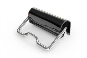 Sleek Black And Chrome Recessed Handle Design photo