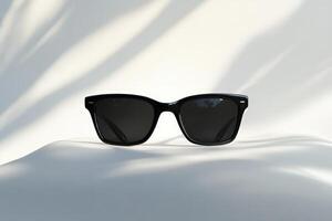 A pair of black sunglasses on a white surface photo