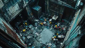Abandoned Artists Studio Filled With Paint Cans photo
