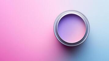 Pastel Paint Can On Pink And Blue Background photo