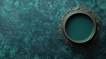 Ornate Round Frame on Textured Green Background photo
