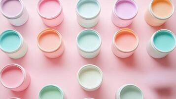 pastel colores en el plastico contenedores en rosado antecedentes foto