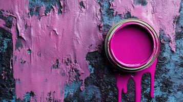 Pink paint spills on a textured surface photo