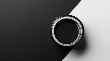 Black and white circular object on contrasting background photo
