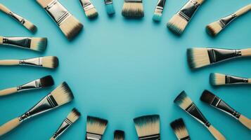 A Collection Of Paintbrushes Arranged In A Circle photo