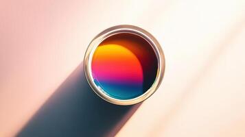 A Paint Can Shows Vibrant Rainbow Hues photo