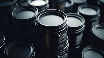 A Stack of Black Cylindrical Containers photo