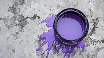 Purple Paint Spilled On Concrete Surface photo