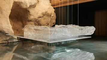 Suspended Ice Sculpture Modern Minimalist Art Installation photo