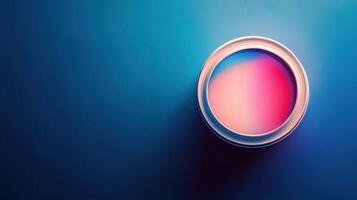Paint Can with Gradient Color Inside on Blue Background photo