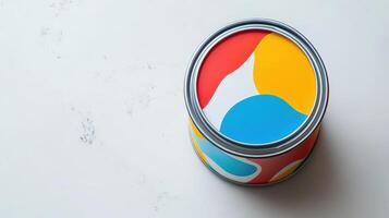 Colorful Paint Can With Abstract Design photo