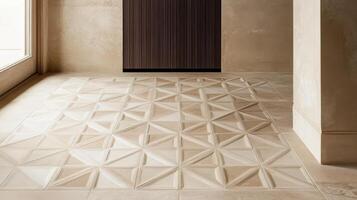 Intricate Geometric Patterned Beige Tile Floor photo