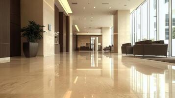 Modern Hotel Lobby Interior Design With Polished Floors photo