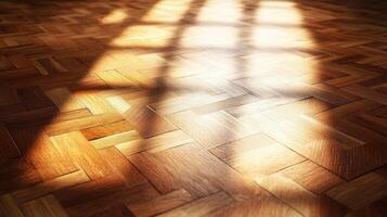Sunlit Wooden Herringbone Floor Pattern photo