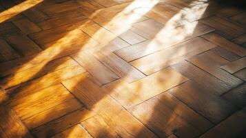 Sunlit Herringbone Wooden Floor Pattern photo