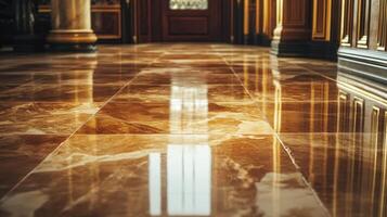 Polished marble floor reflects elegant interior design photo