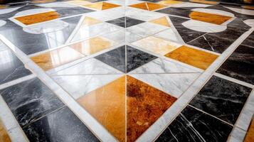 Elegant Marble Floor Geometric Pattern Design photo