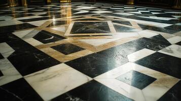 Elegant Marble Floor Design in Geometric Pattern photo