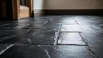 Dark Slate Tile Floor Interior Design photo