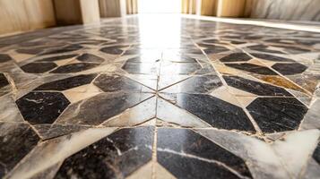 Intricate Marble Floor Design In Geometric Pattern photo