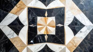 Geometric Marble Tile Floor Design Abstract Pattern photo