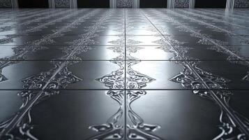 A shiny floor with ornate designs photo