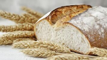 Bread and wheat on a table photo