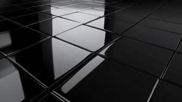 Black and white tile floor with reflections photo