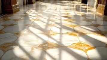 A marble floor with a golden pattern photo