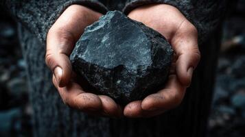 A person holding a large rock in their hands photo