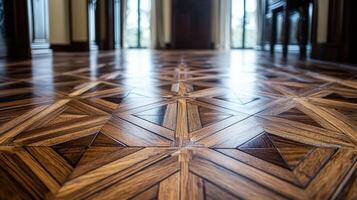 A wooden floor with a pattern on it photo