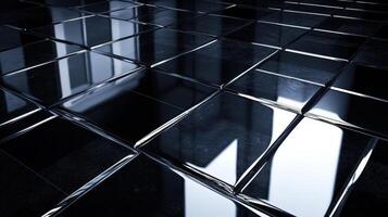 A black and white image of a shiny floor photo