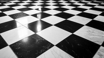 Black and white marble floor with a black and white checkered floor photo
