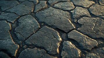 A close up of a cracked, dry, cracked surface photo