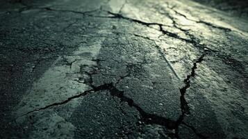 An asphalt road with cracks and cracks photo